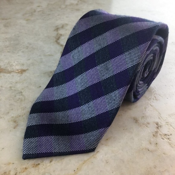 1901 Silk / Wool Blue Purple Regiment Tie - Picture 7 of 10